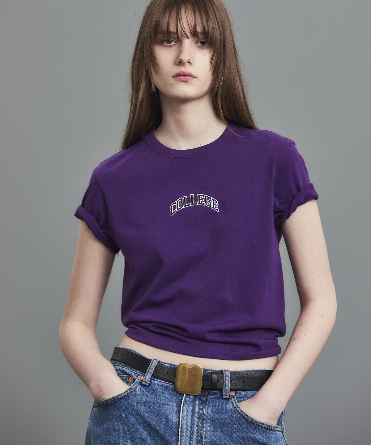 노앙(NOHANT) COLLEGE CROPPED T-SHIRT PURPLE