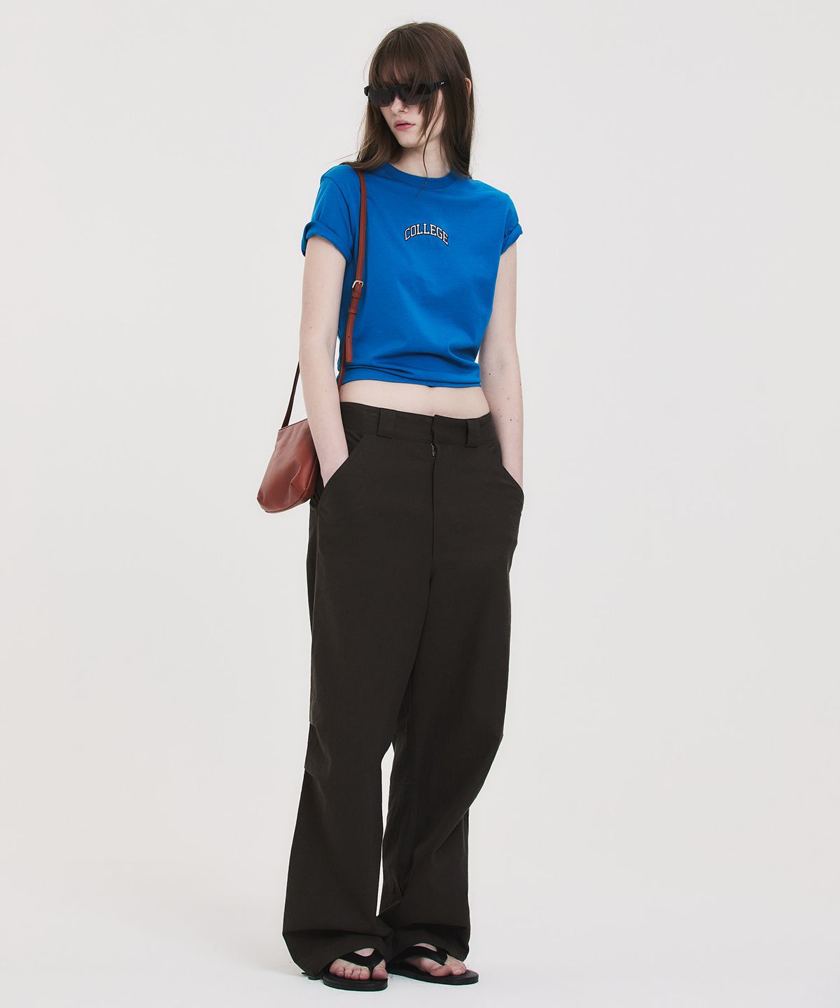 노앙(NOHANT) COLLEGE CROPPED T-SHIRT BLUE