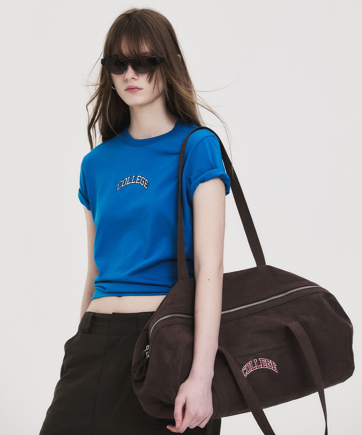 노앙(NOHANT) COLLEGE CROPPED T-SHIRT BLUE