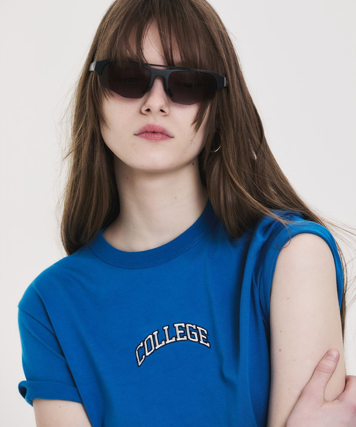 노앙(NOHANT) COLLEGE CROPPED T-SHIRT BLUE