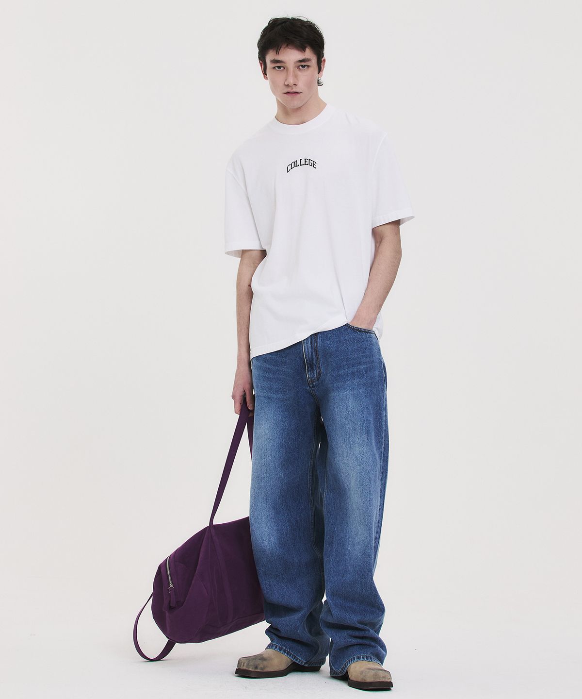 노앙(NOHANT) COLLEGE LOGO T-SHIRT WHITE