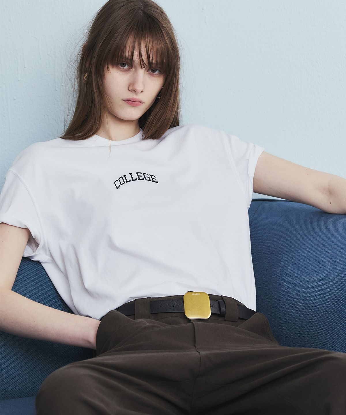 노앙(NOHANT) COLLEGE LOGO T-SHIRT WHITE