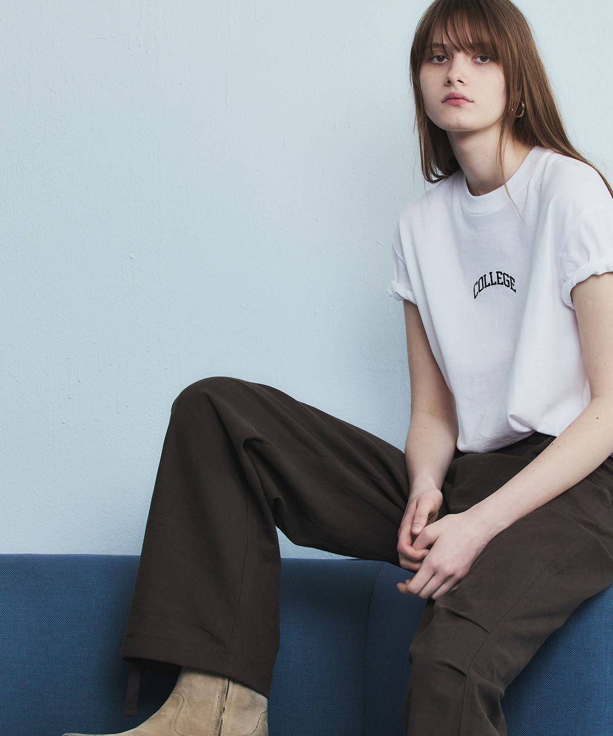 노앙(NOHANT) COLLEGE LOGO T-SHIRT WHITE