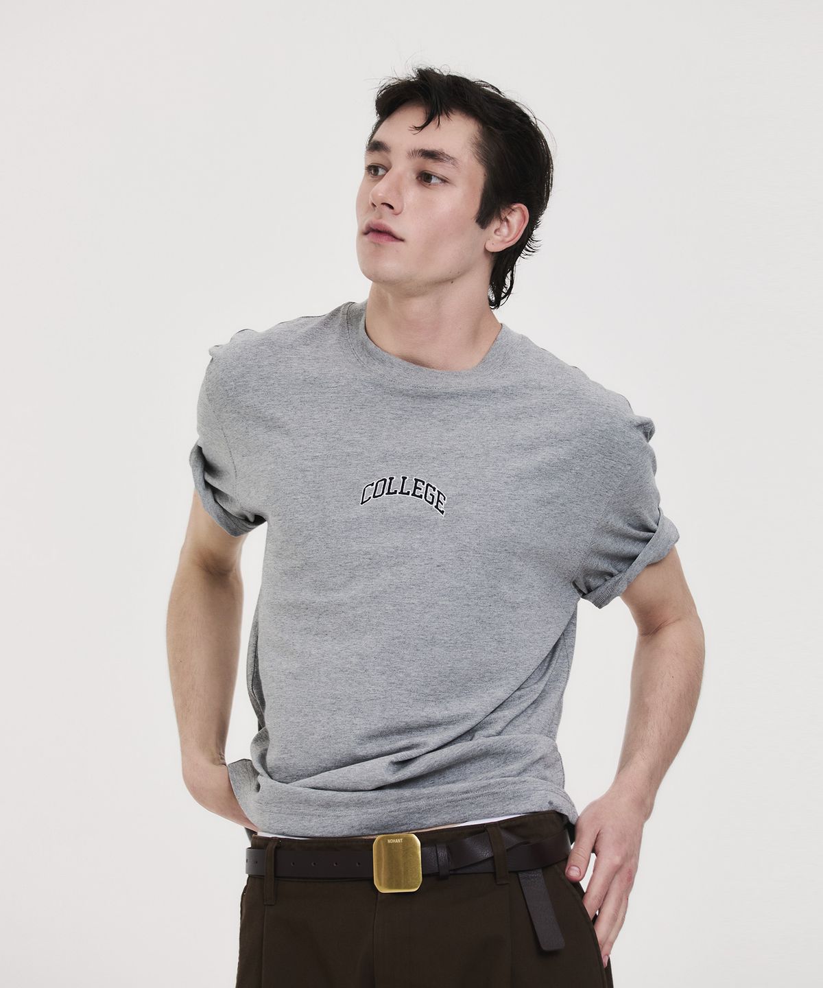 노앙(NOHANT) COLLEGE LOGO T-SHIRT GRAY