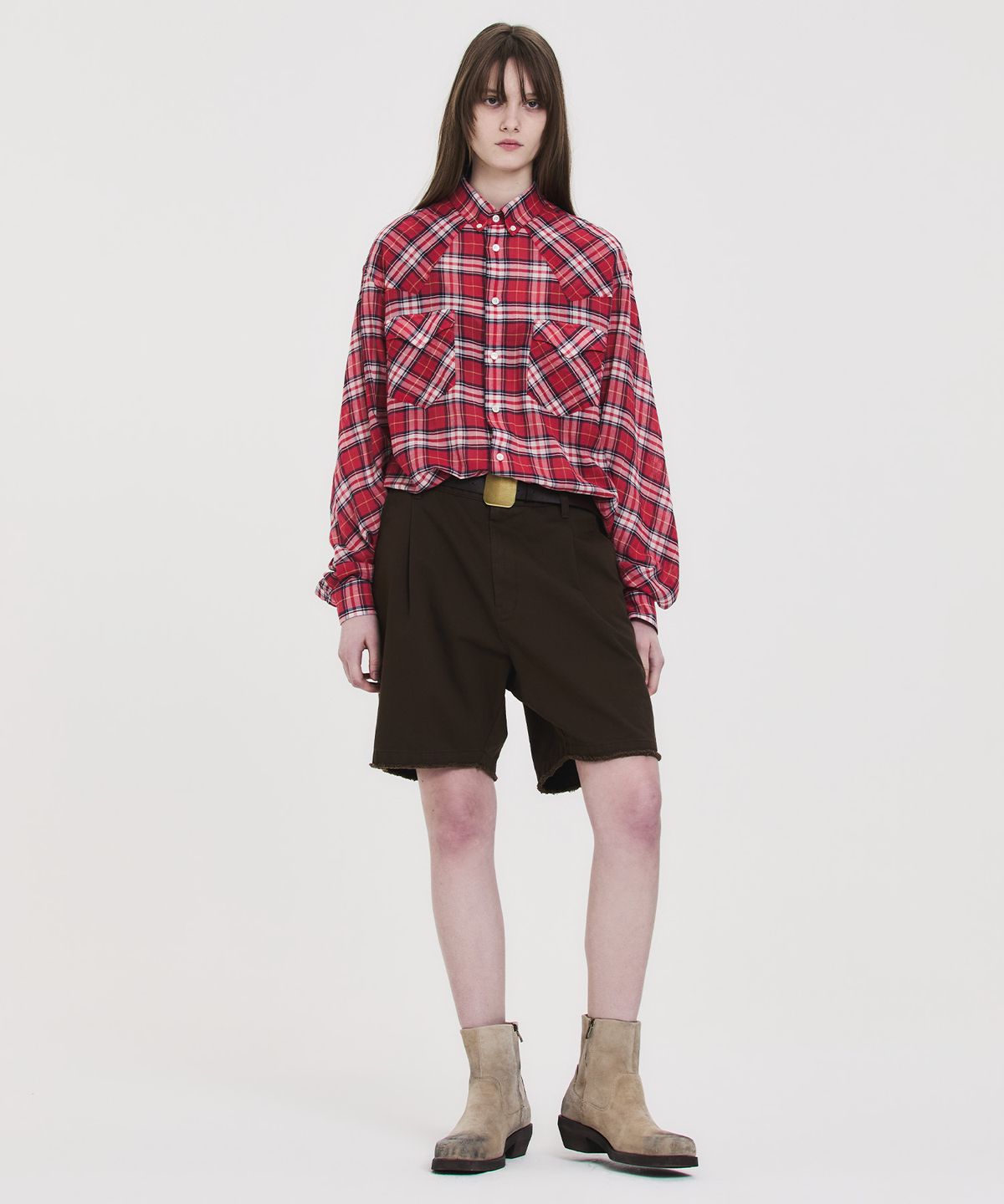 노앙(NOHANT) SOFT SHEER CHECK SHIRT RED