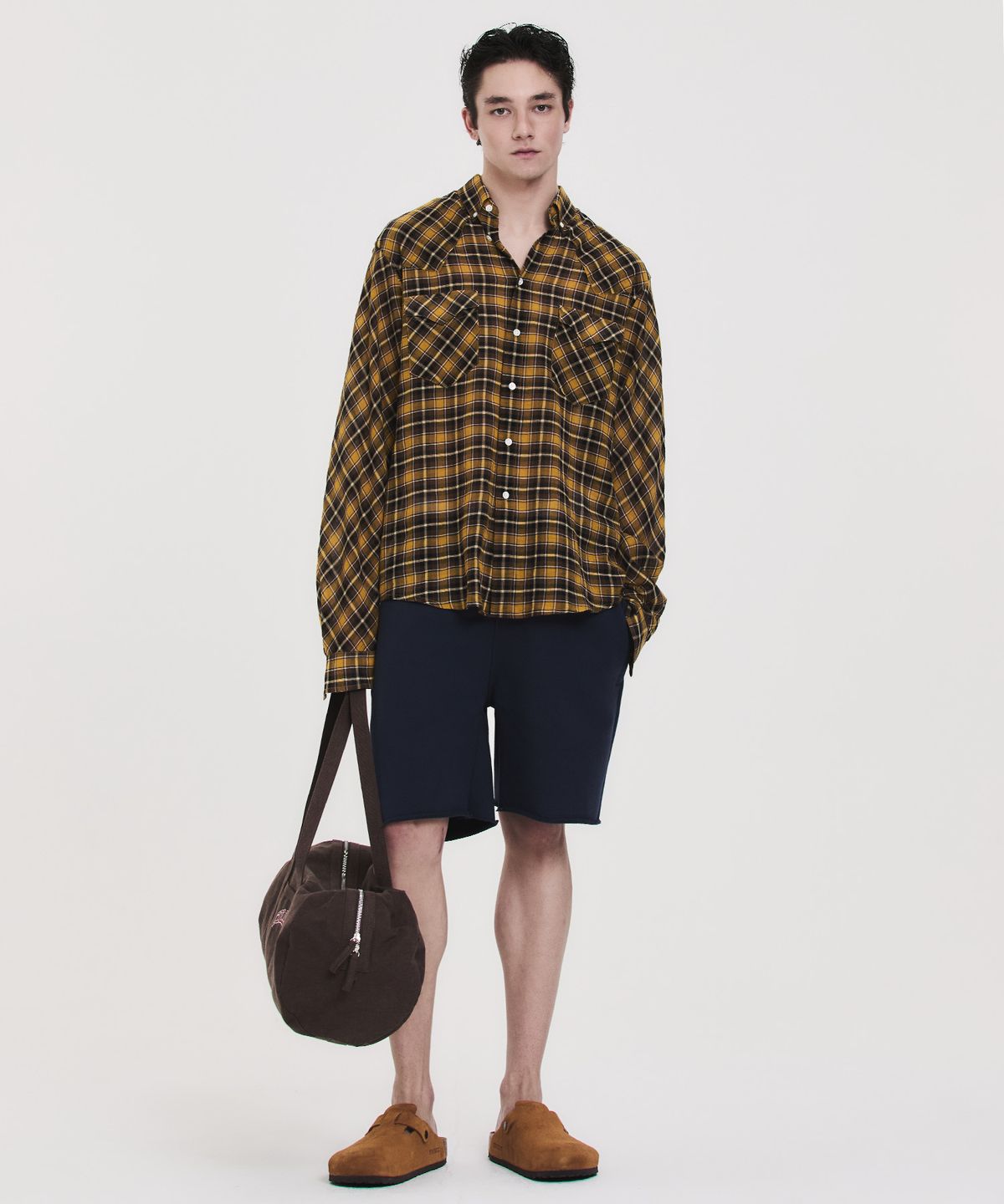 노앙(NOHANT) SOFT SHEER CHECK SHIRT YELLOW