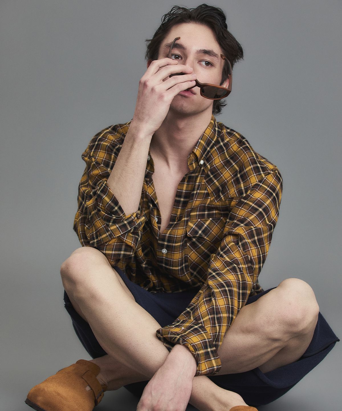 노앙(NOHANT) SOFT SHEER CHECK SHIRT YELLOW