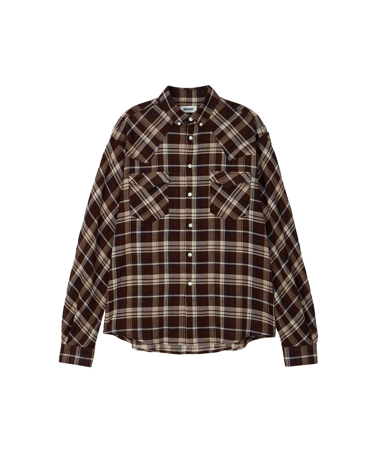 노앙(NOHANT) SOFT SHEER CHECK SHIRT BROWN