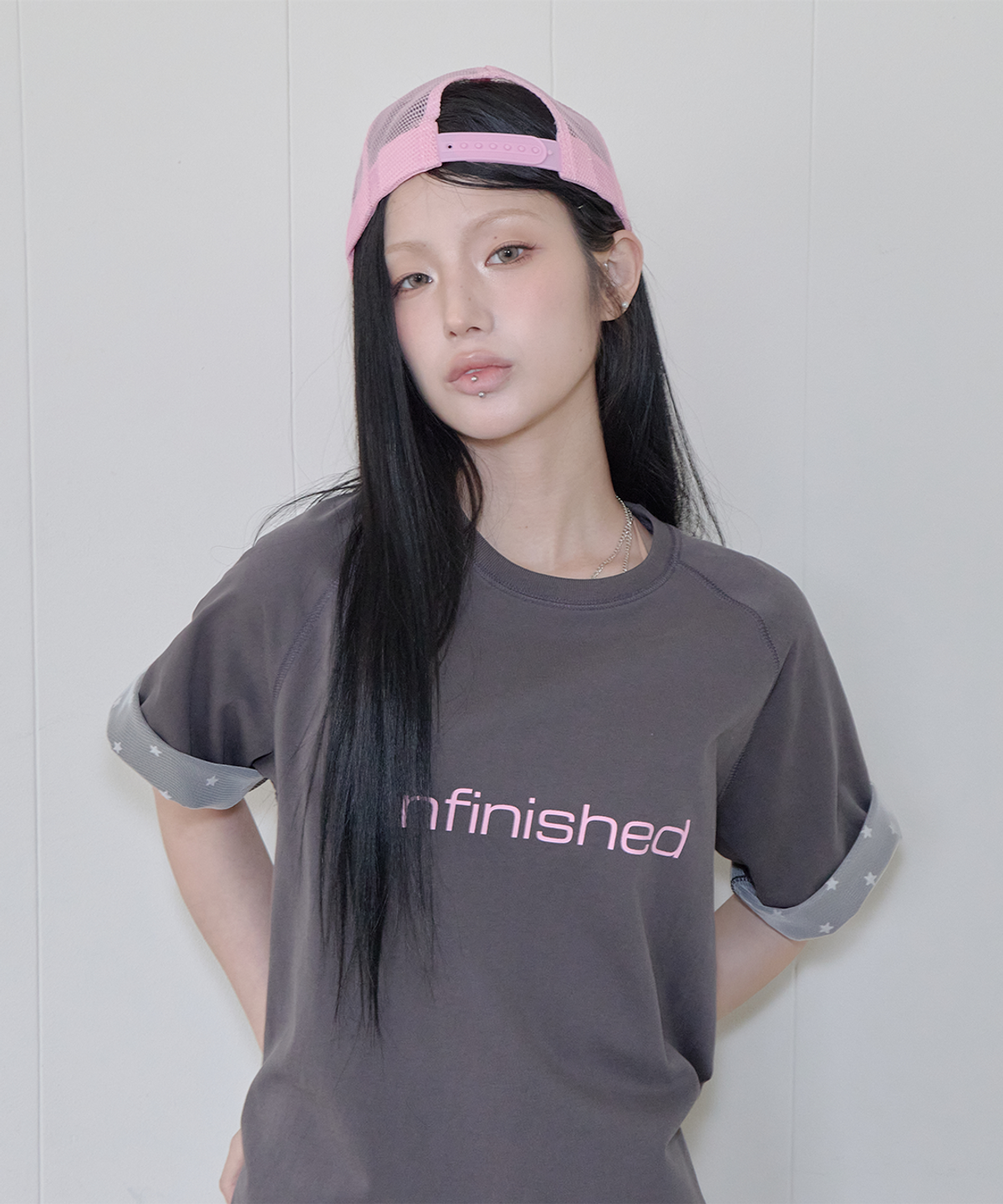 사일프레이(41PRAY) Star Mesh Raglan Tee / Charcoal
