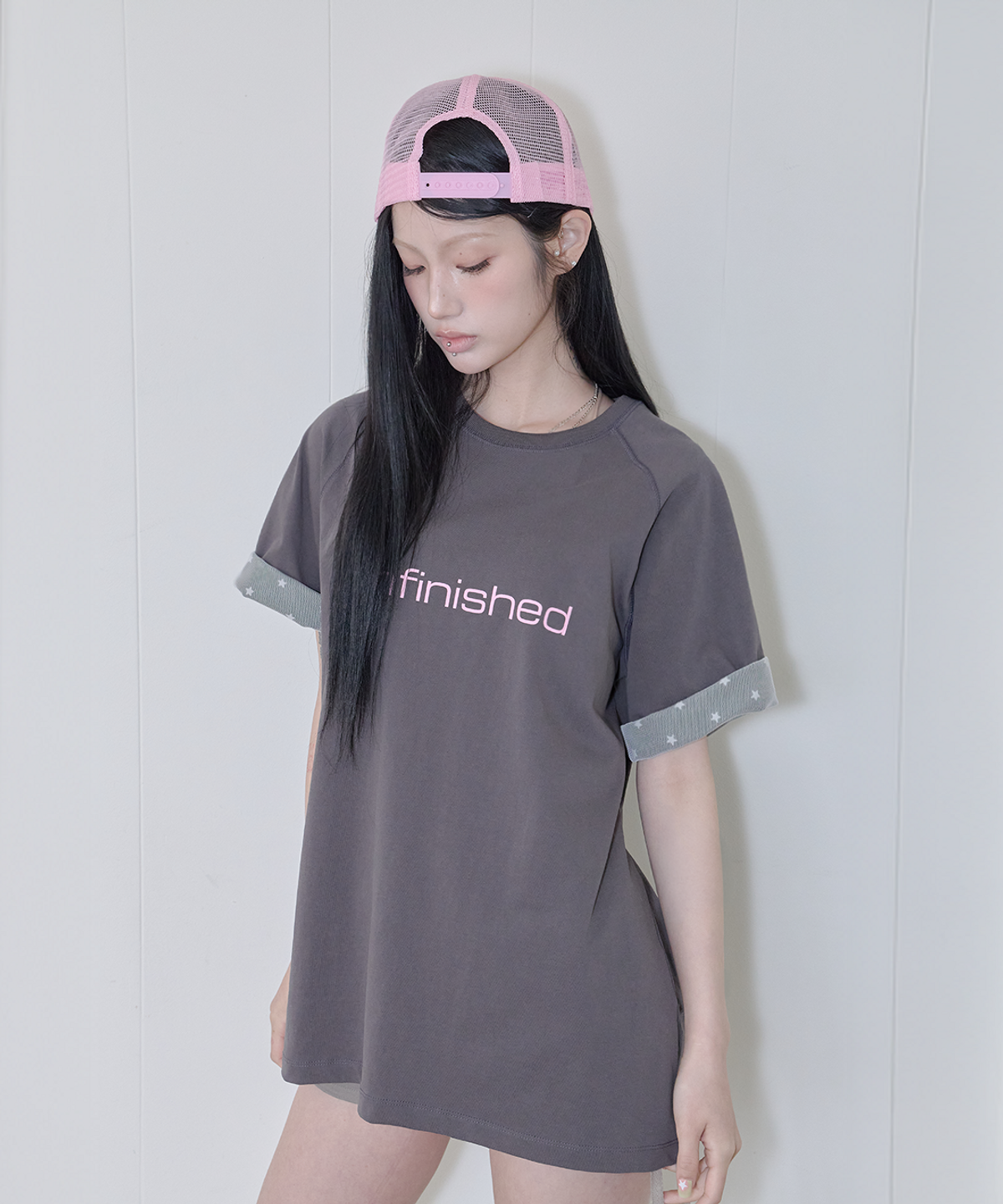 사일프레이(41PRAY) Star Mesh Raglan Tee / Charcoal