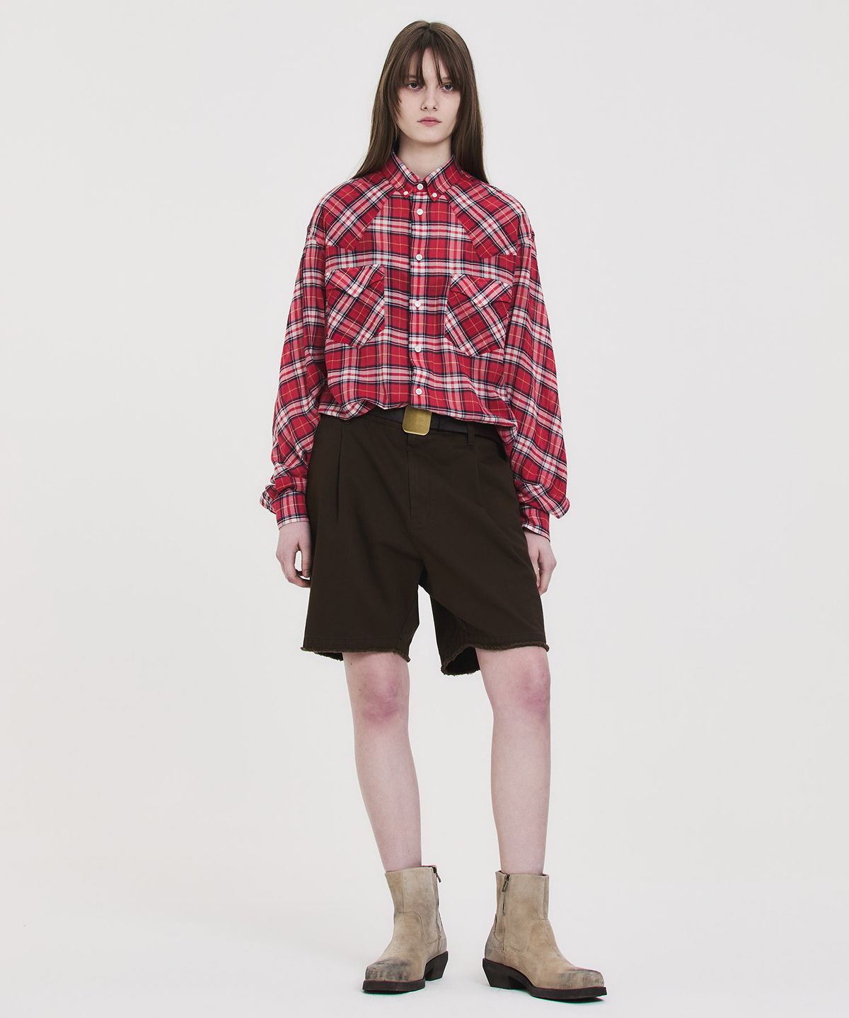 노앙(NOHANT) FRINGED CHINO SHORTS BROWN