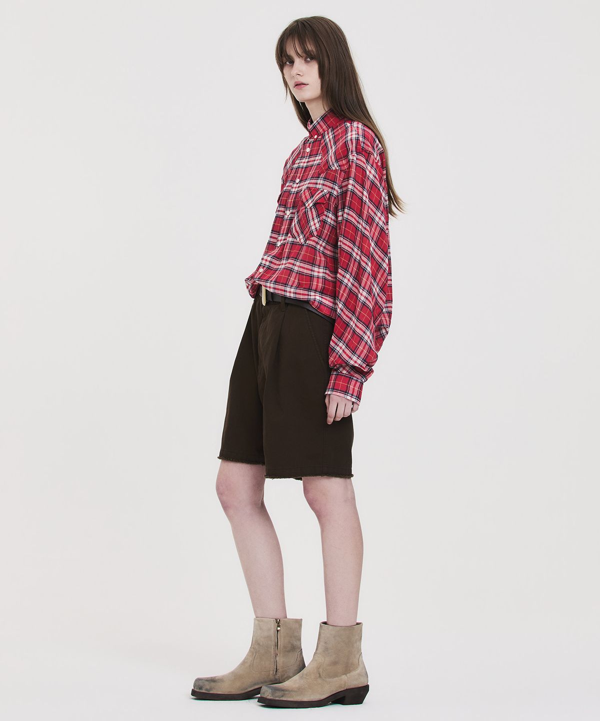 노앙(NOHANT) FRINGED CHINO SHORTS BROWN