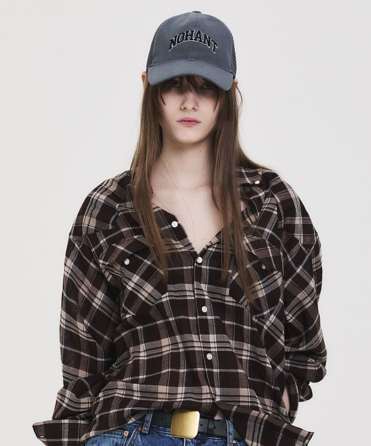 노앙(NOHANT) ARCH LOGO TRUCKER CAP GRAY