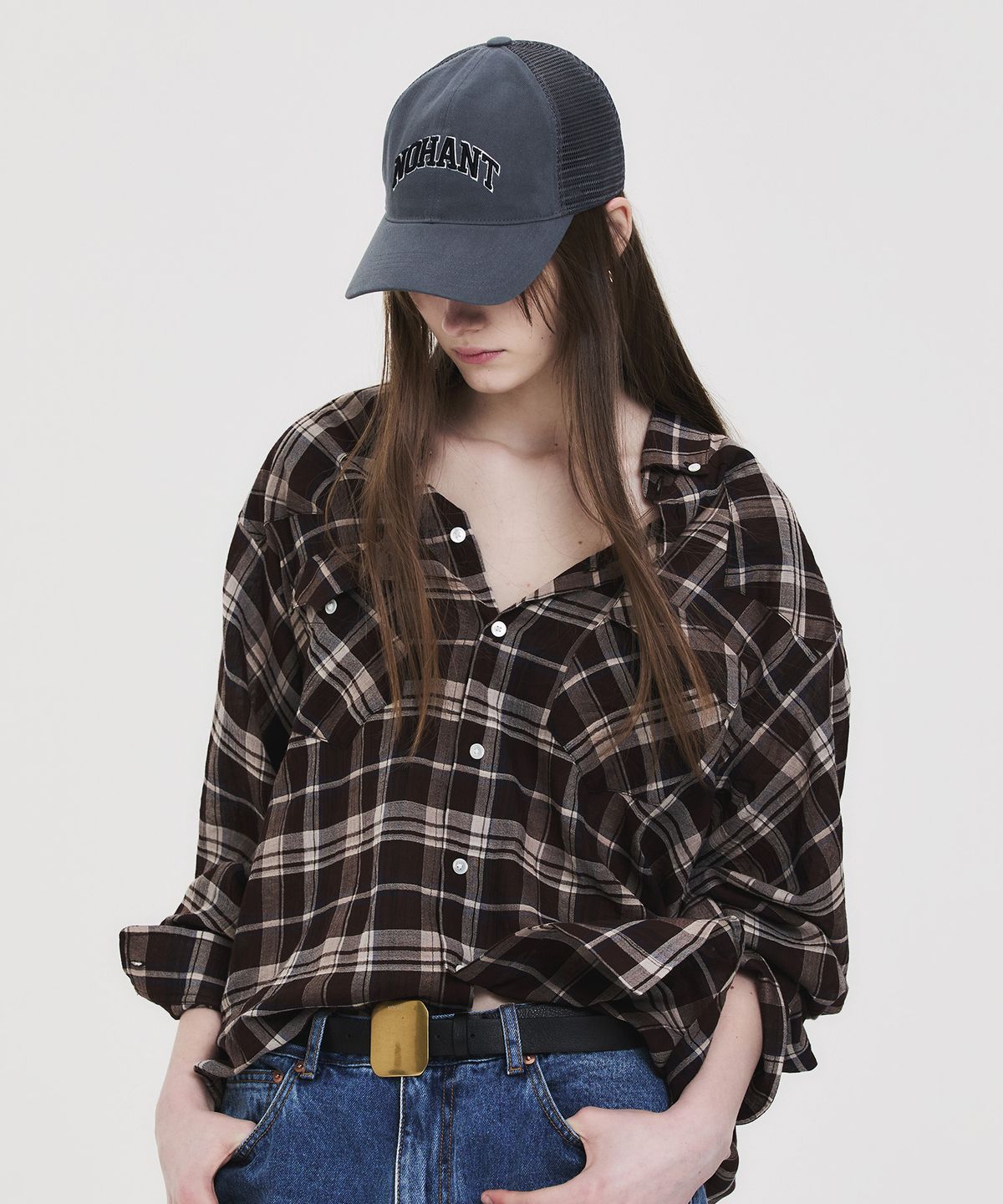 노앙(NOHANT) ARCH LOGO TRUCKER CAP GRAY