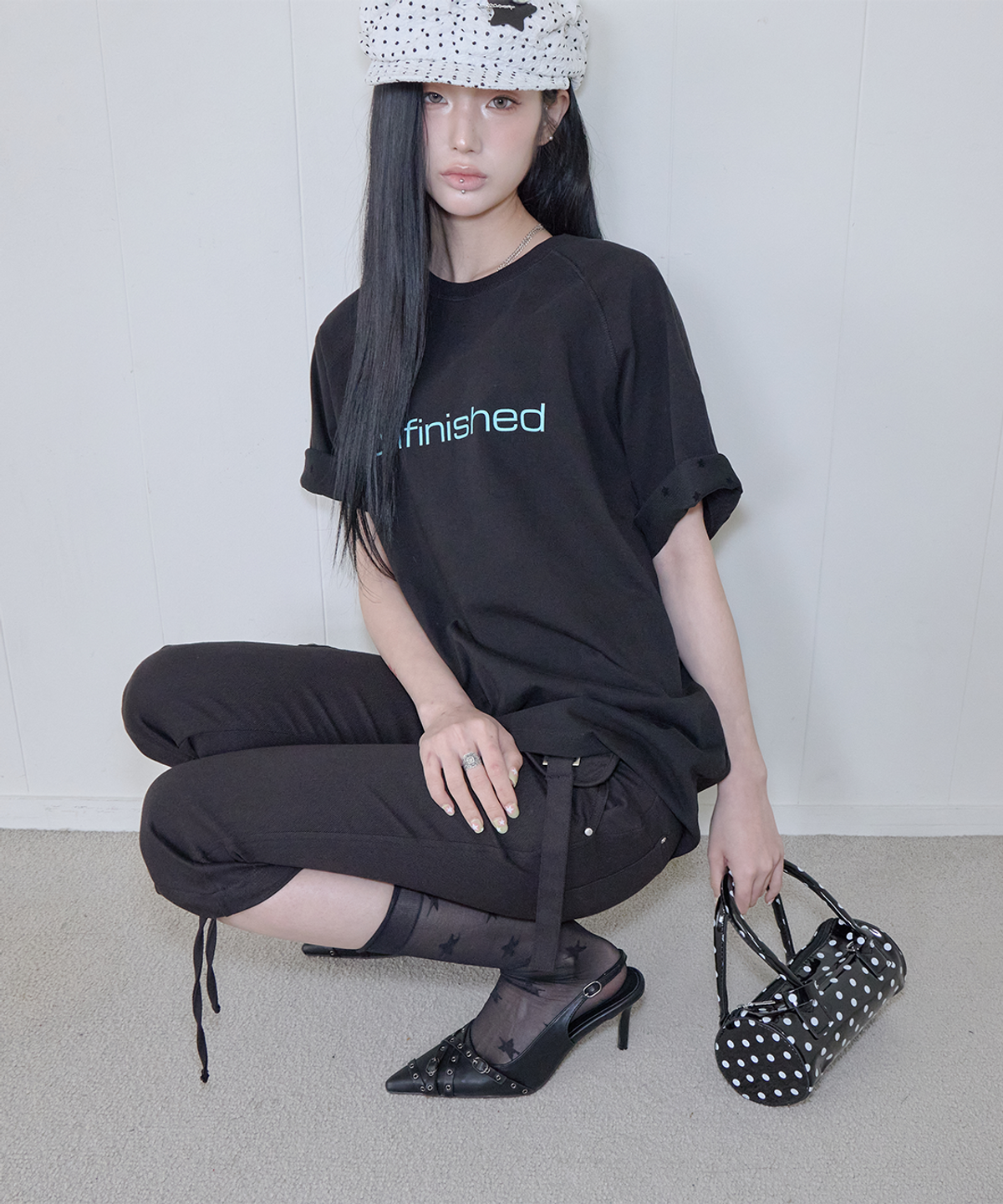 사일프레이(41PRAY) Star Mesh Raglan Tee / Black