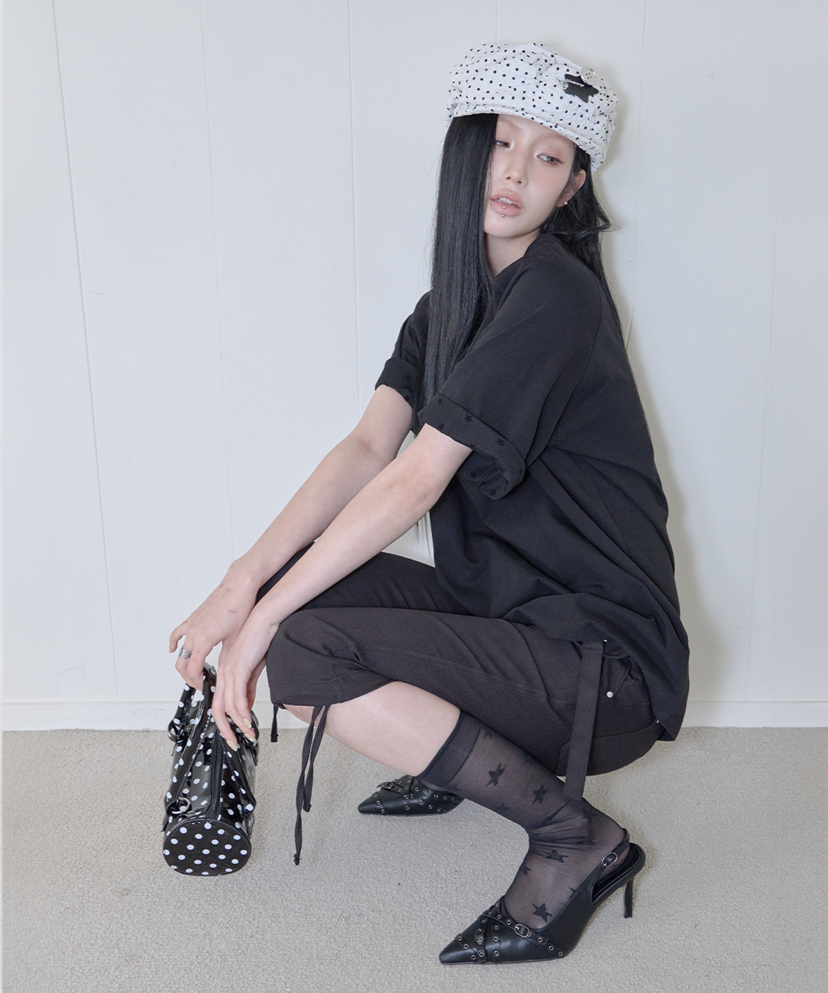 사일프레이(41PRAY) Star Mesh Raglan Tee / Black