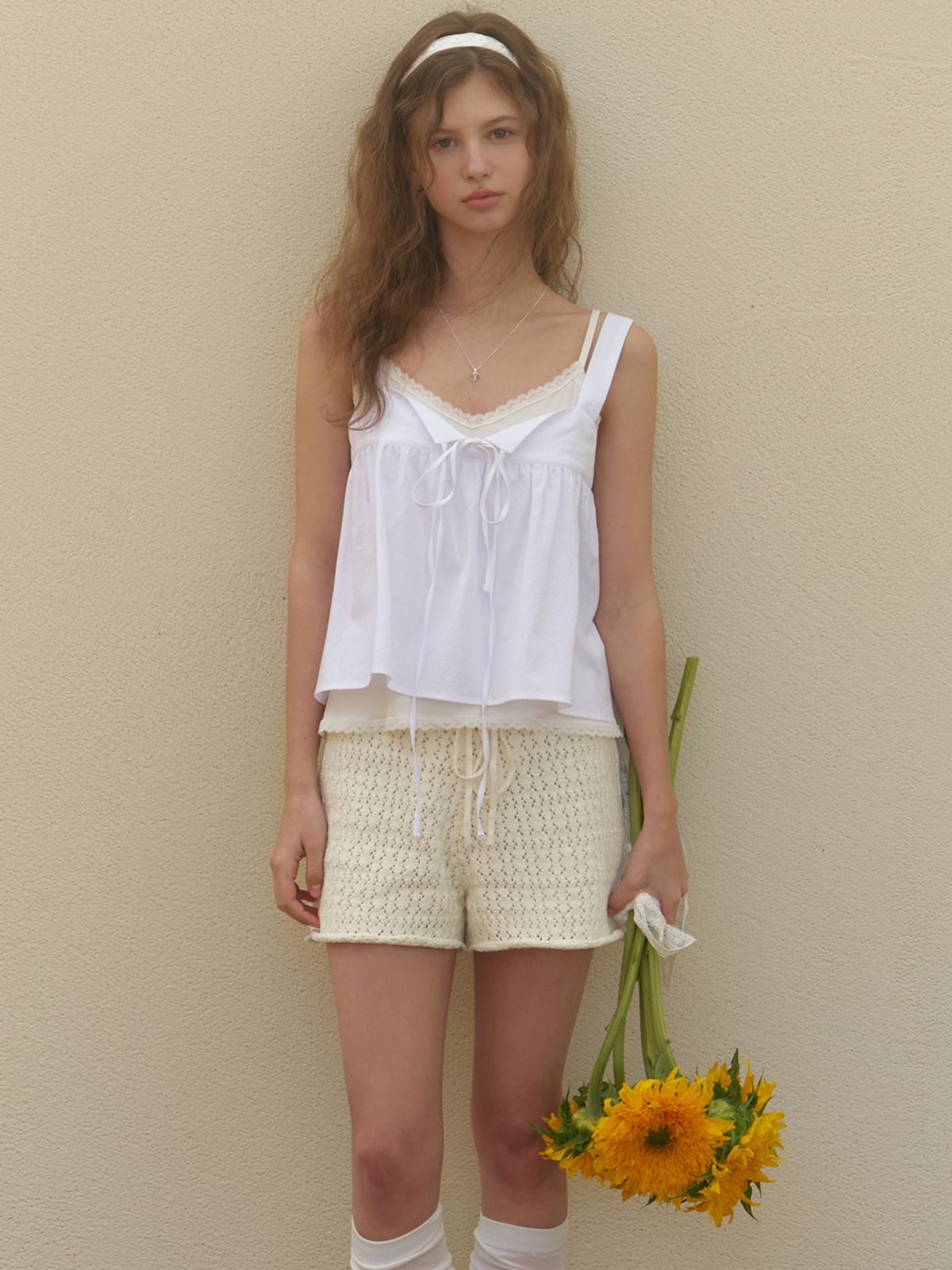 리엘(RE L) [2nd] Rati strap sleeveless blouse (white)
