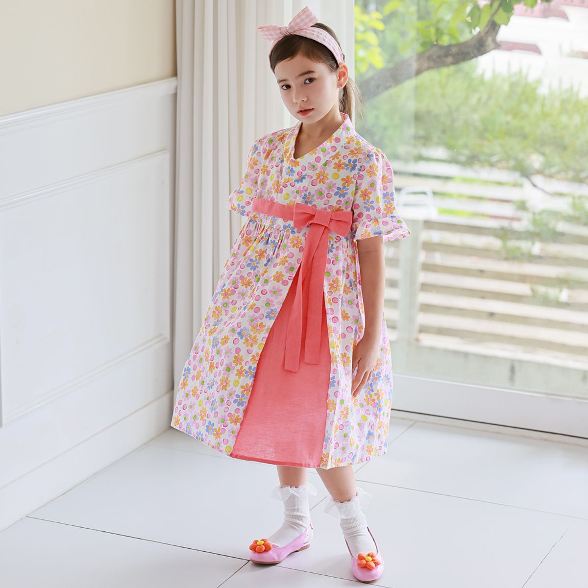 하랑한복(HARANG HANBOK) 미소뎅이 아동 생활한복 원피스