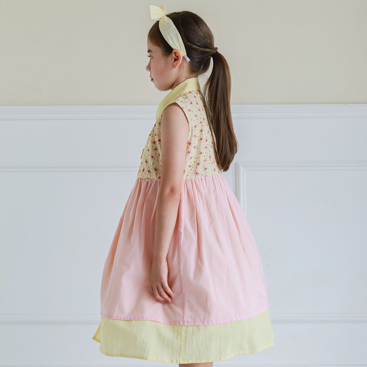 하랑한복(HARANG HANBOK) 노랑뎅이 아동 생활한복 원피스
