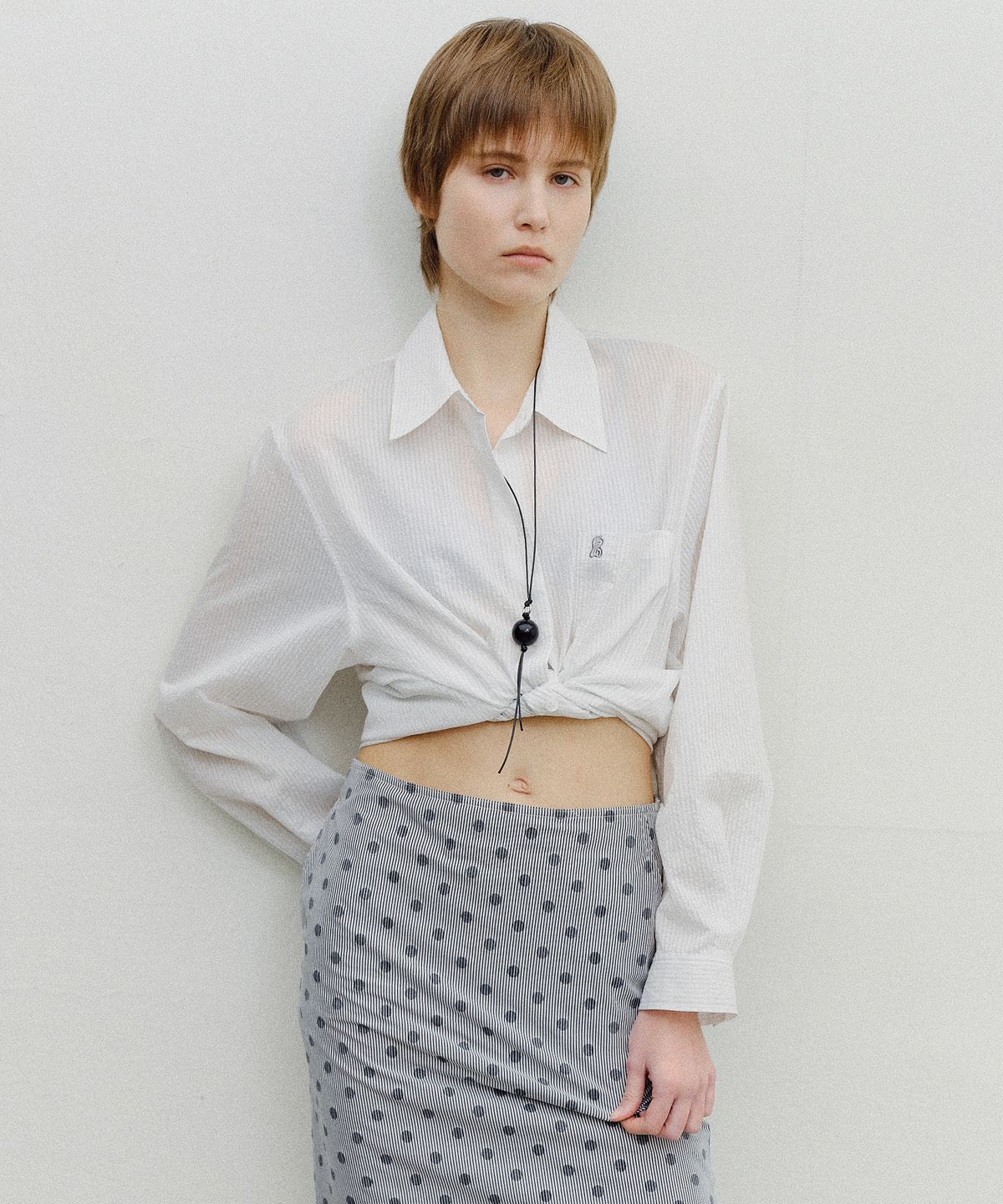 엔오르(EN OR) STRIPE SHEER TENCEL SHIRT - WHITE
