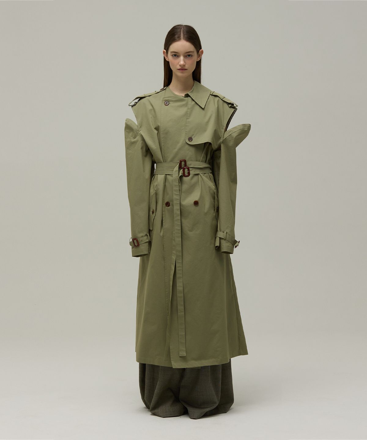 므아므(MMAM) Off-sleeve origami trench coat