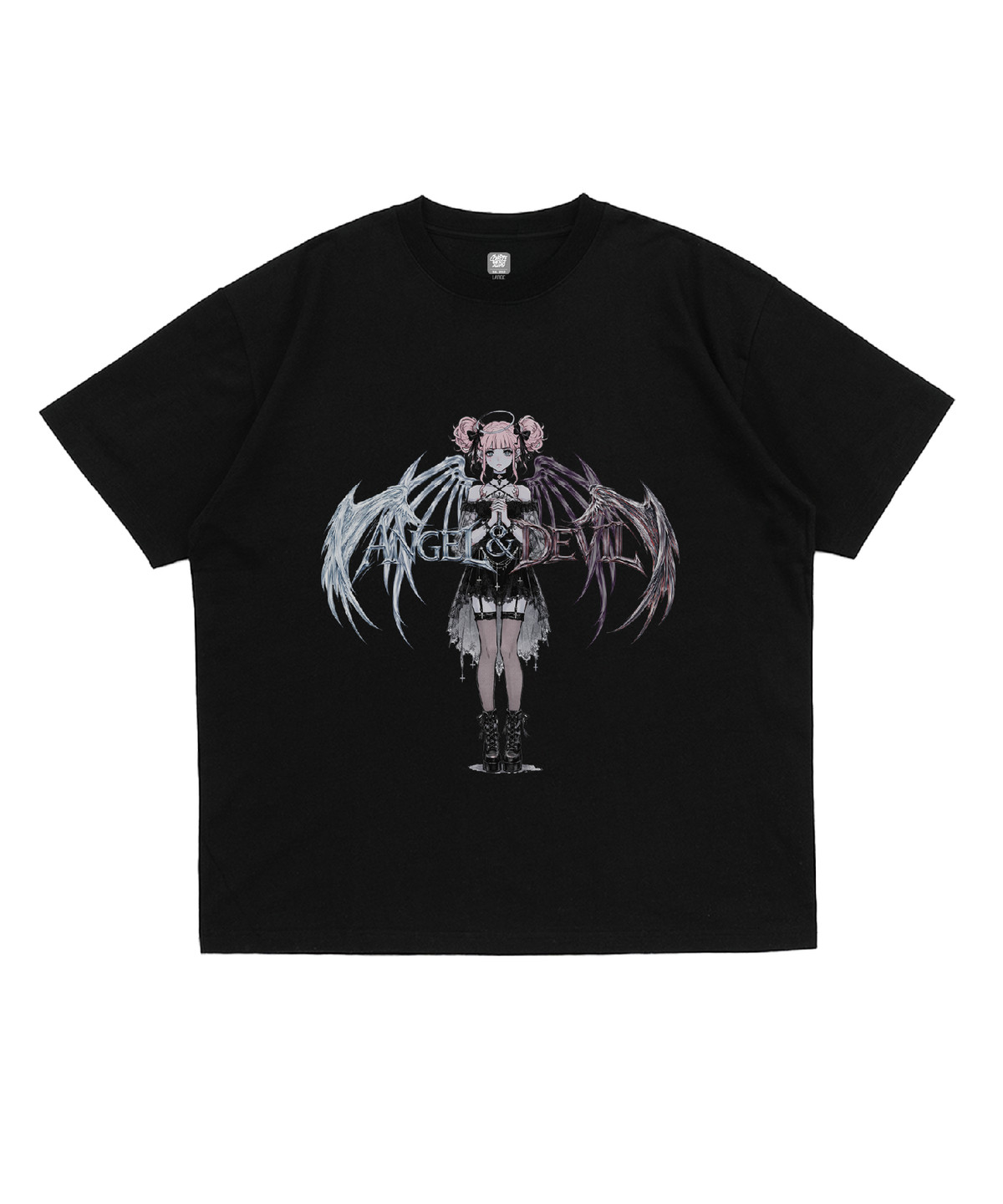 커버라이즈(COVERIZE) ANGEL & DEVIL 애니 티셔츠 (BLACK / WHITE)