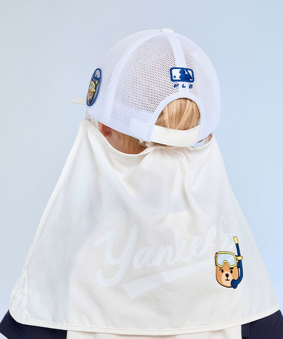 엠엘비 키즈(MLB KIDS) 메가베어 프렌즈 넥플랩 메쉬 볼캡 NY (Ivory)