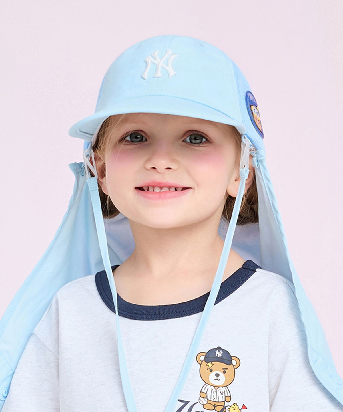엠엘비 키즈(MLB KIDS) 메가베어 프렌즈 넥플랩 메쉬 볼캡 NY (Ptn.Skyblue)