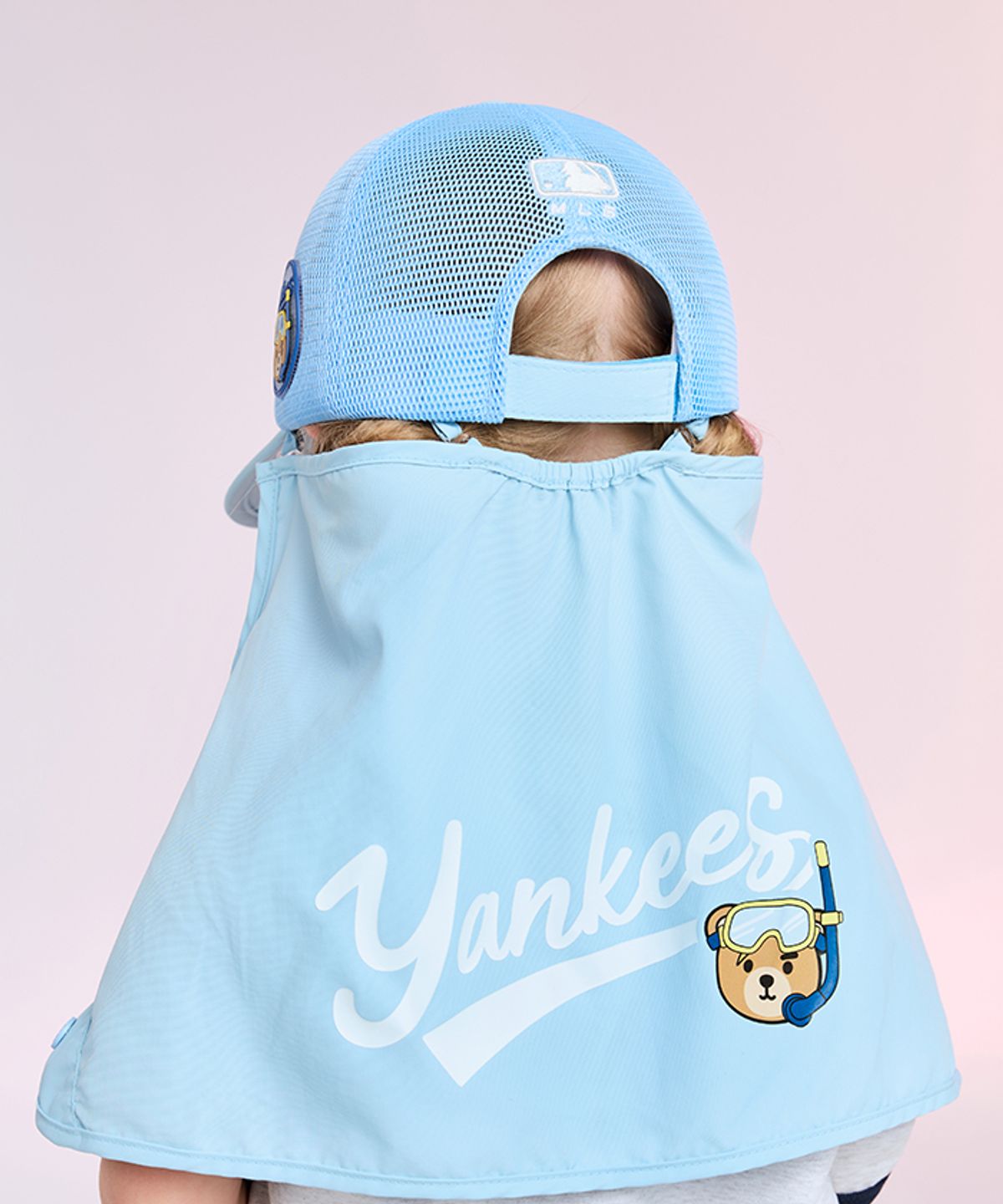 엠엘비 키즈(MLB KIDS) 메가베어 프렌즈 넥플랩 메쉬 볼캡 NY (Ptn.Skyblue)