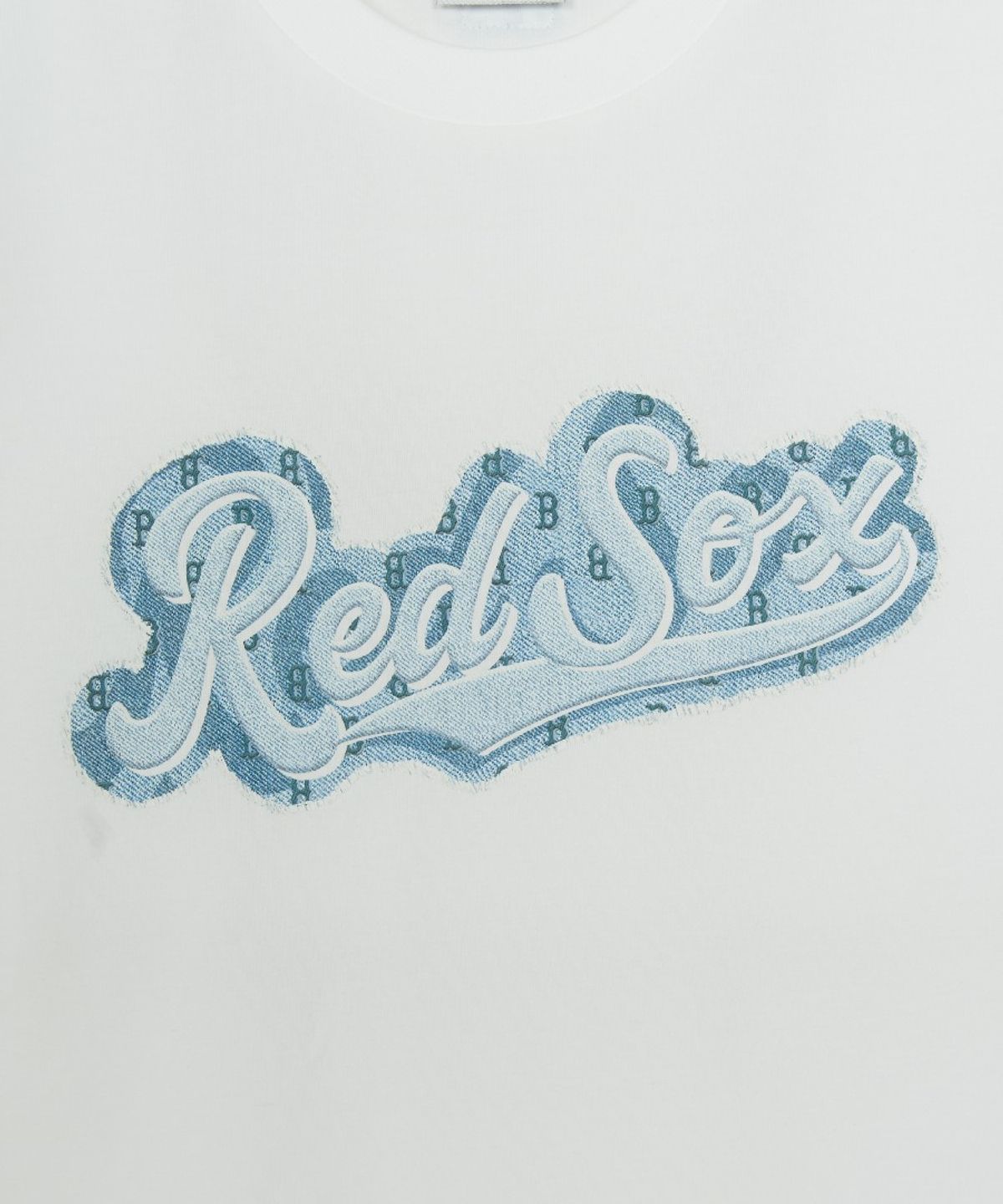 엠엘비 키즈(MLB KIDS) 스트릿 모노그램 데님 컬시브 티셔츠 BOS (White)