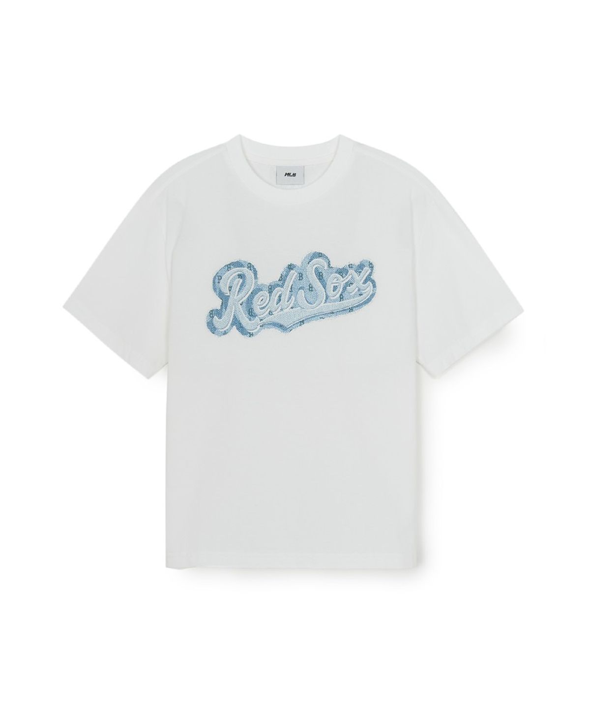 엠엘비 키즈(MLB KIDS) 스트릿 모노그램 데님 컬시브 티셔츠 BOS (White)