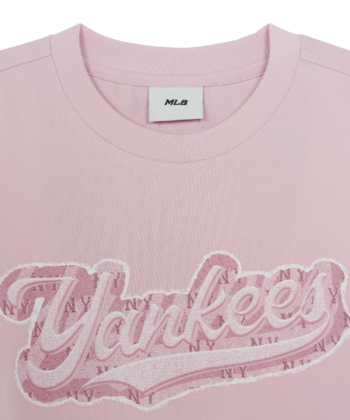 엠엘비 키즈(MLB KIDS) 스트릿 모노그램 데님 컬시브 티셔츠 NY (Mg.Pink)