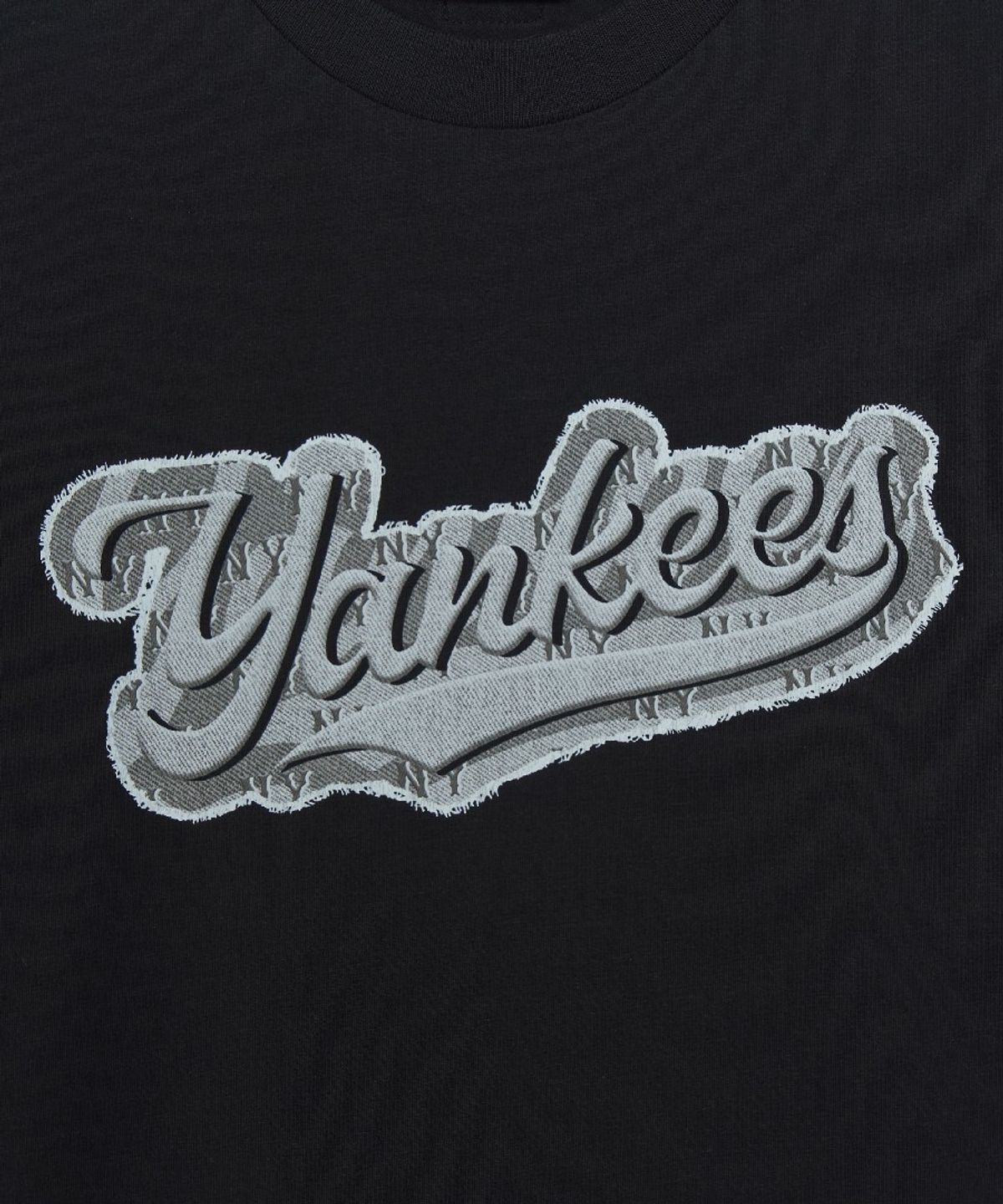 엠엘비 키즈(MLB KIDS) 스트릿 모노그램 데님 컬시브 티셔츠 NY (Black)