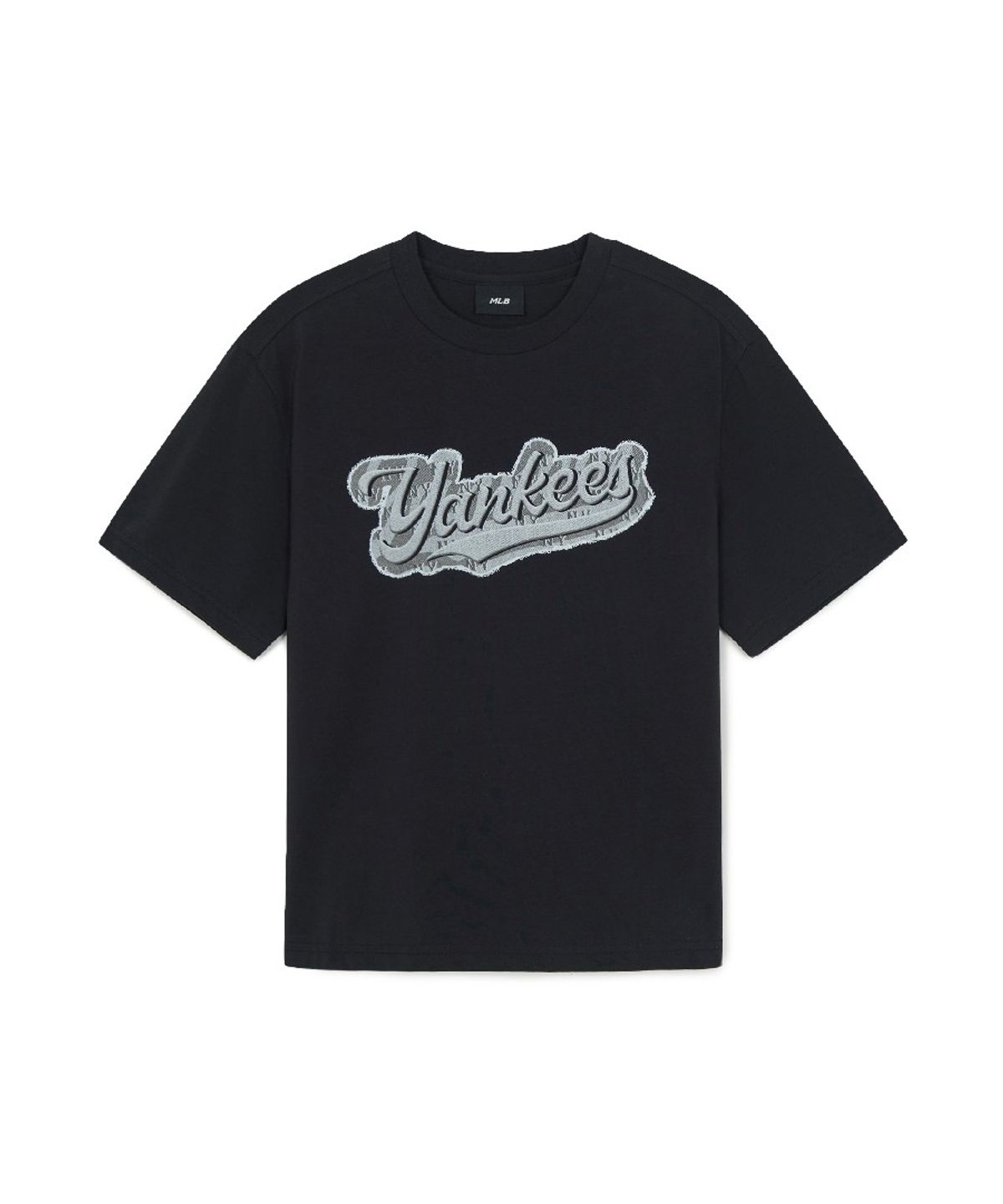 엠엘비 키즈(MLB KIDS) 스트릿 모노그램 데님 컬시브 티셔츠 NY (Black)
