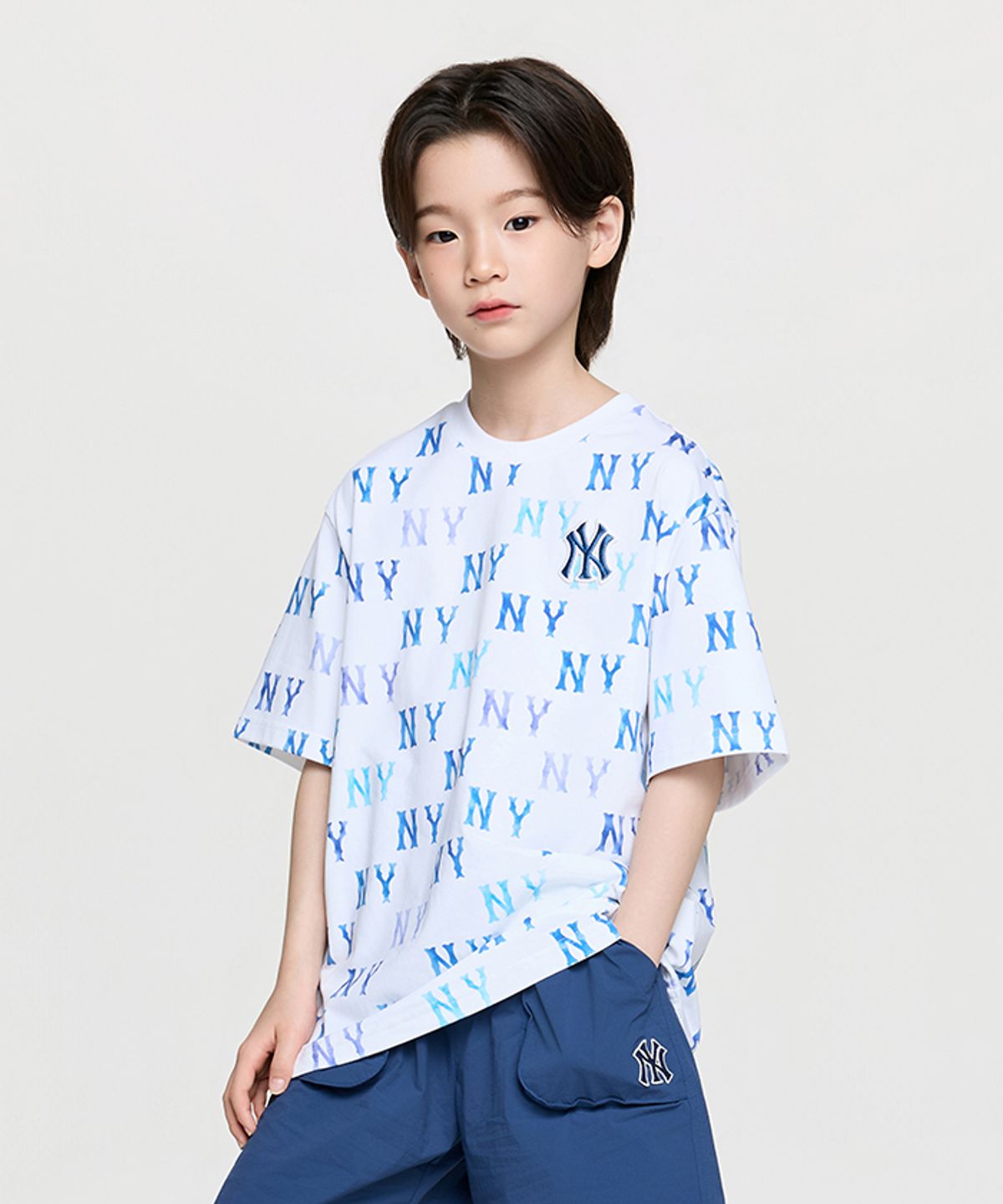 엠엘비 키즈(MLB KIDS) 스포티브 모노그램 전판 티셔츠 NY (Blue)