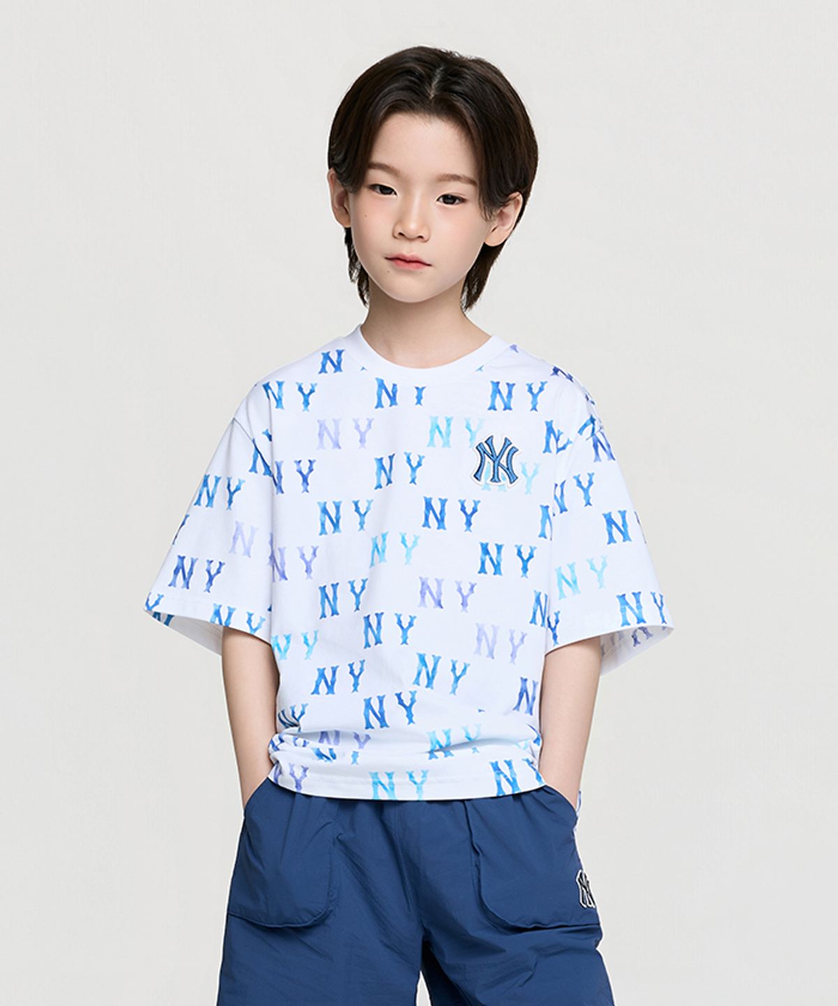 엠엘비 키즈(MLB KIDS) 스포티브 모노그램 전판 티셔츠 NY (Blue)