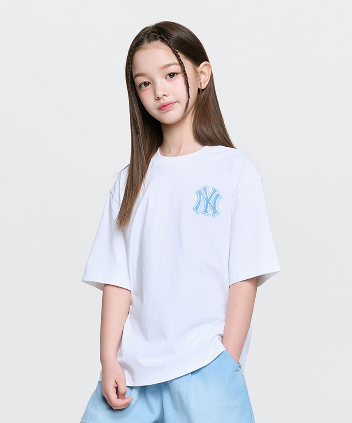 엠엘비 키즈(MLB KIDS) 스포티브 모노그램 사각 아트웍 티셔츠 NY (White)