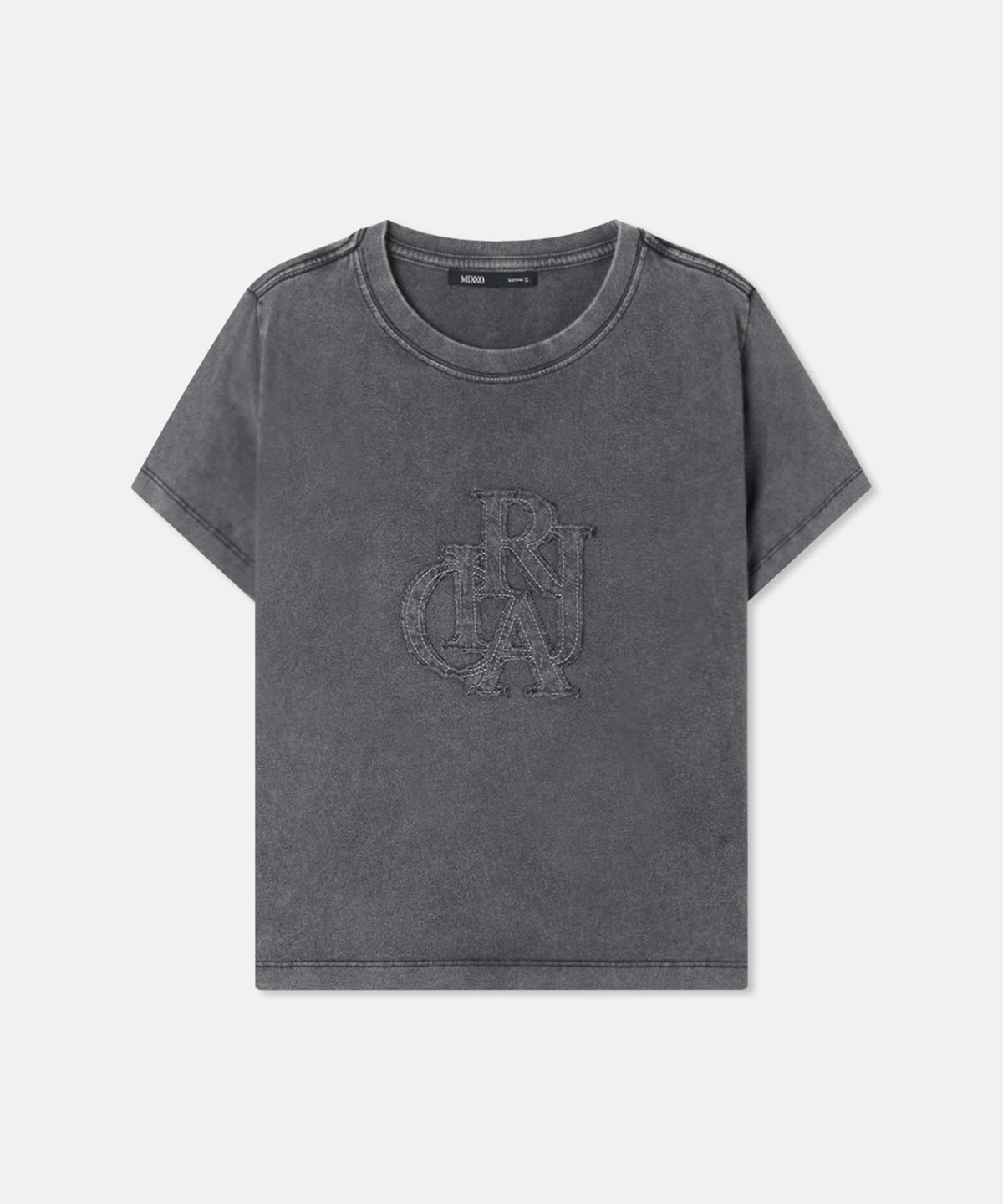 미쏘(MIXXO) 워시드 패치 반팔 티셔츠_MIWHWG521A
