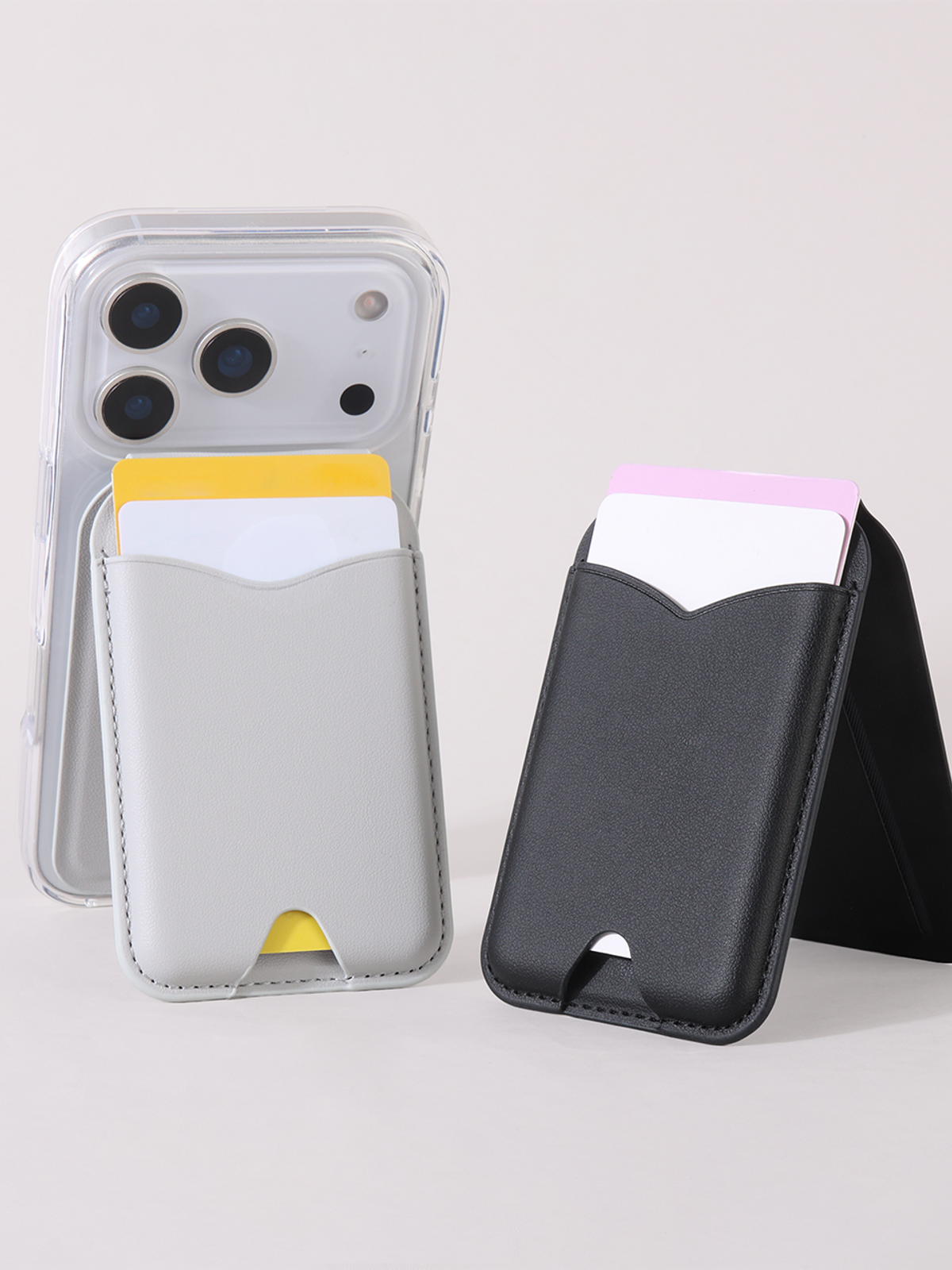 디자인스킨(DESIGNSKIN) 맥세이프 미러 스탠드 카드포켓-블랙