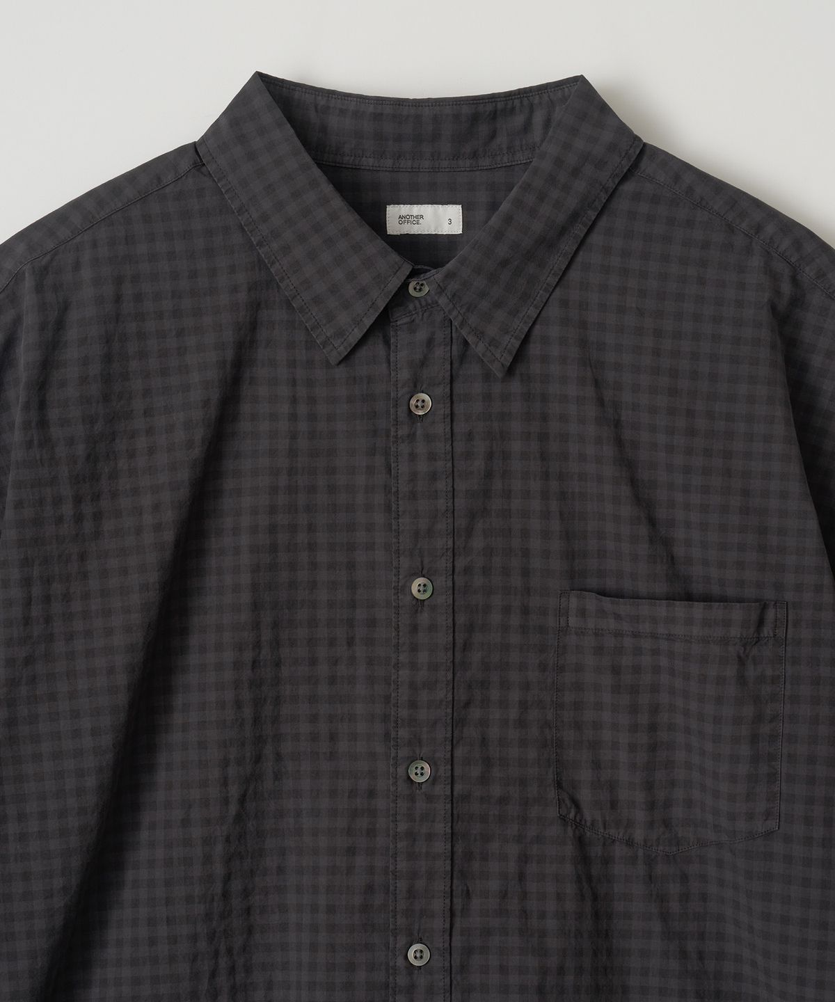 어나더 오피스(ANOTHER OFFICE) Huge Garment Gingham Check Shirt (Sumi)