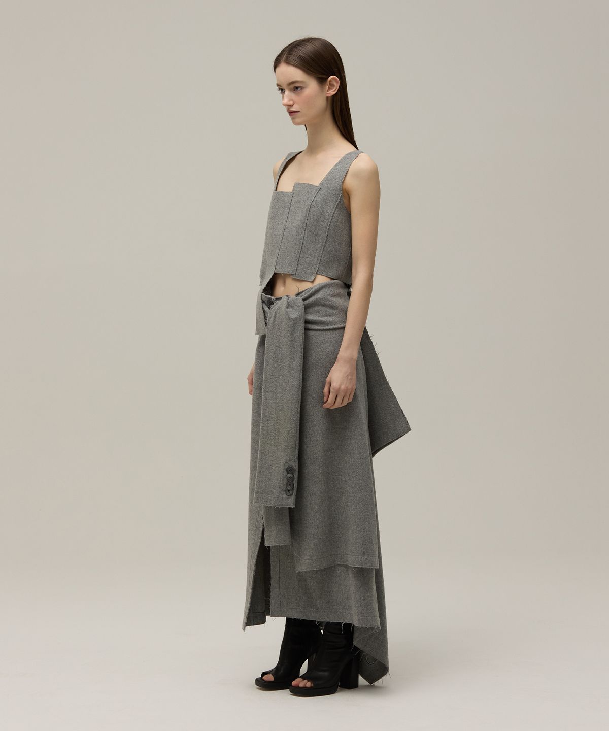 므아므(MMAM) Wool patchwork sleeveless top