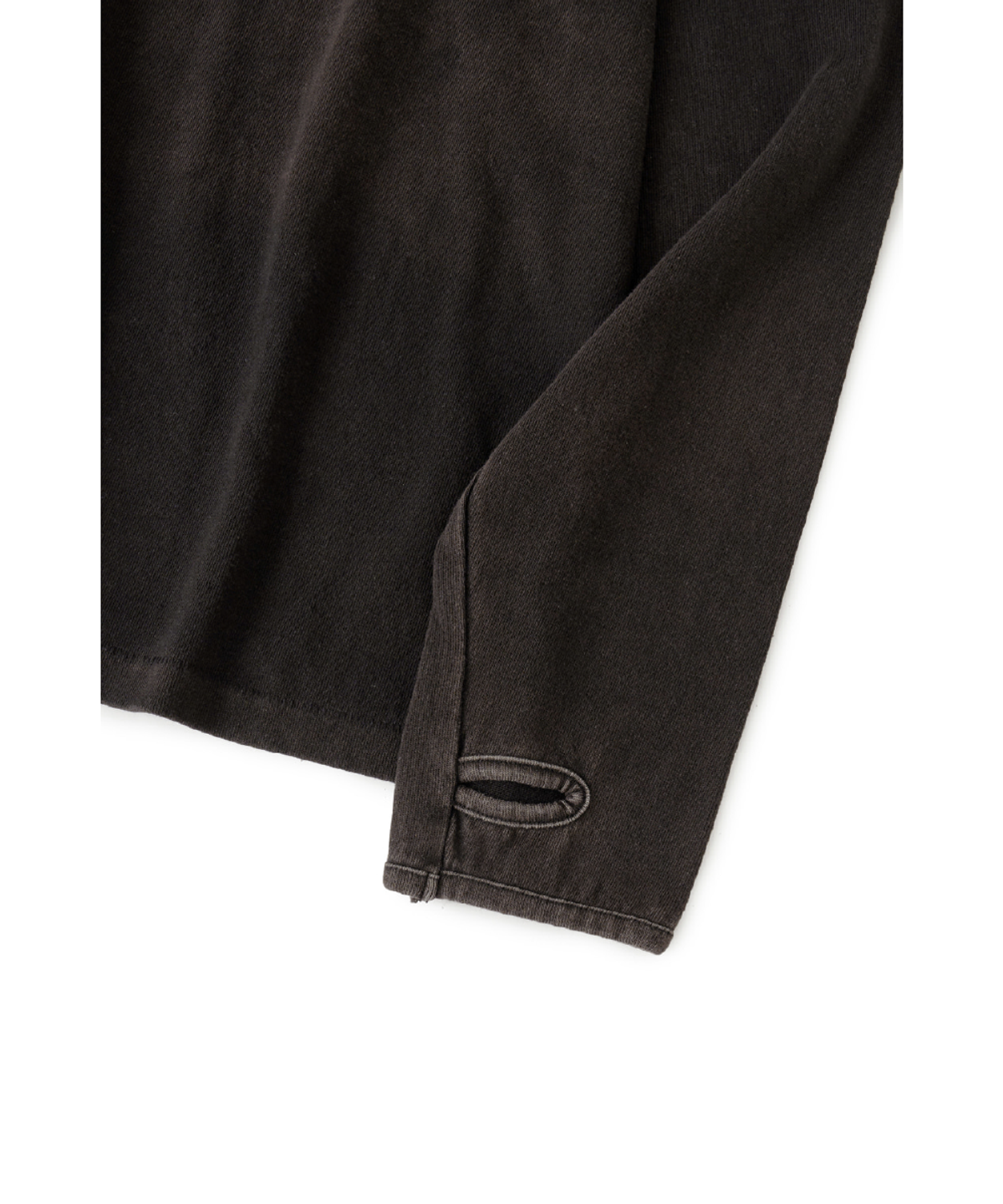 해칭룸(HATCHINGROOM) Double Henley Neck Tee Bleached Black