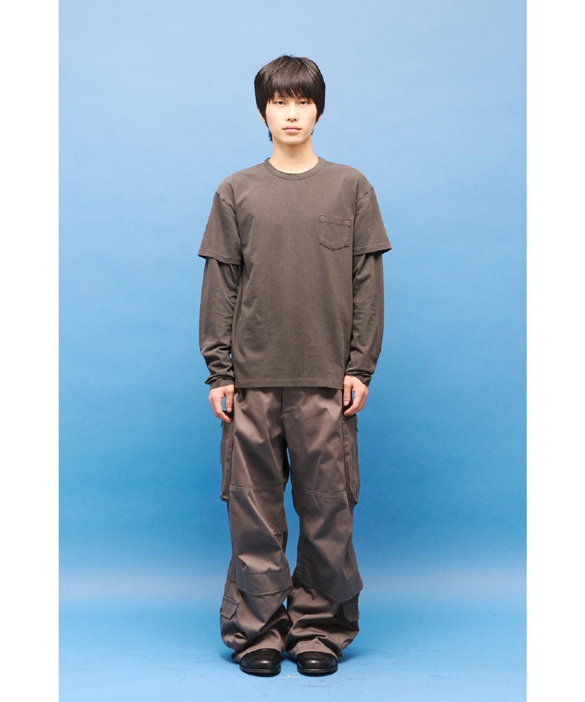 해칭룸(HATCHINGROOM) Split Tee Dyed Charcoal
