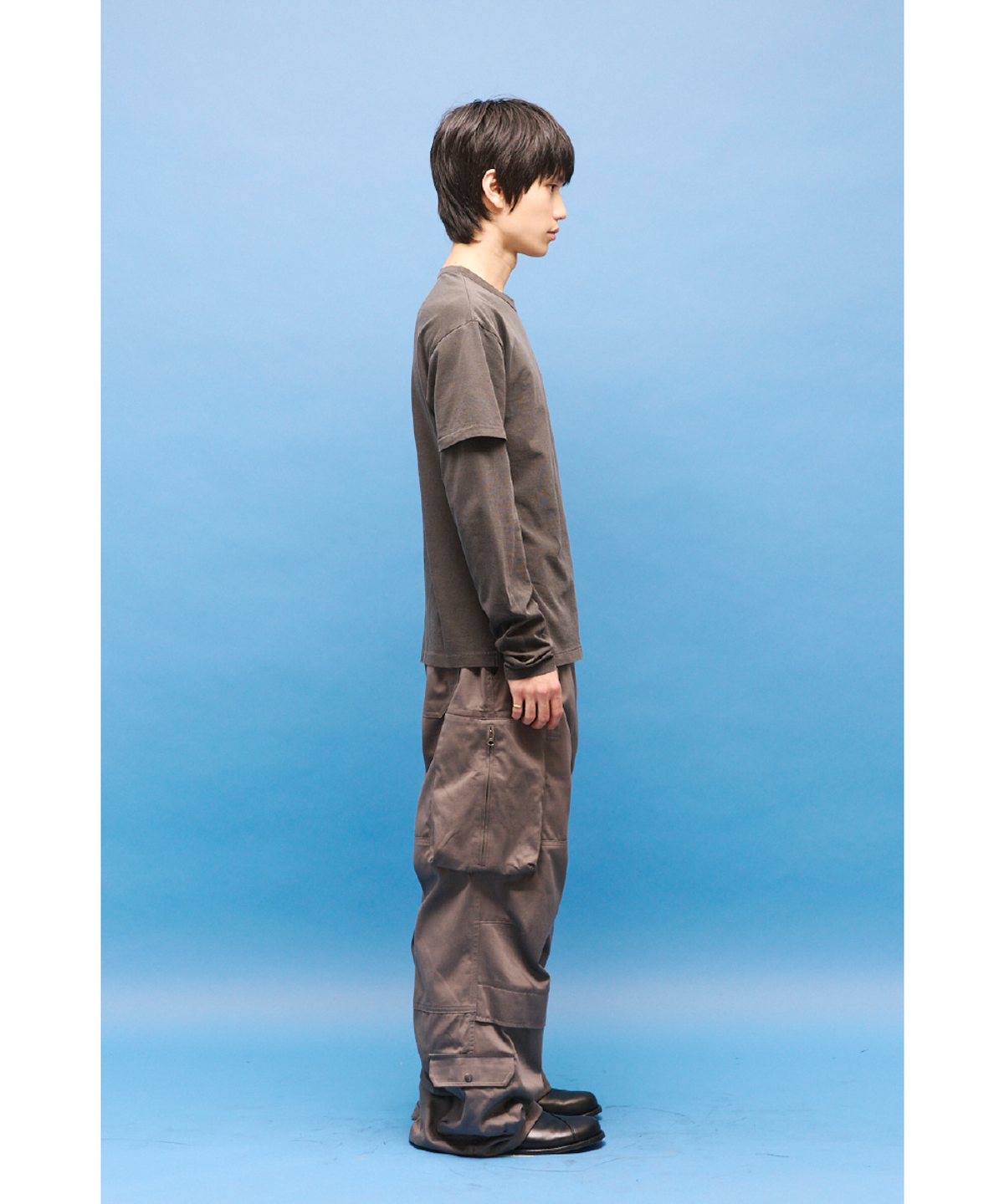 해칭룸(HATCHINGROOM) Split Tee Dyed Charcoal