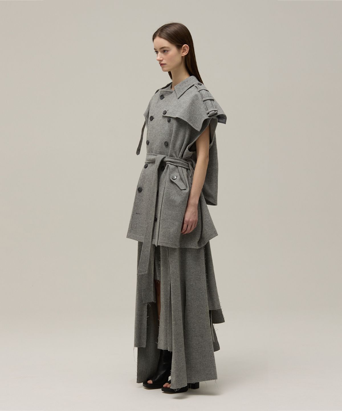 므아므(MMAM) Wool patchwork skirt