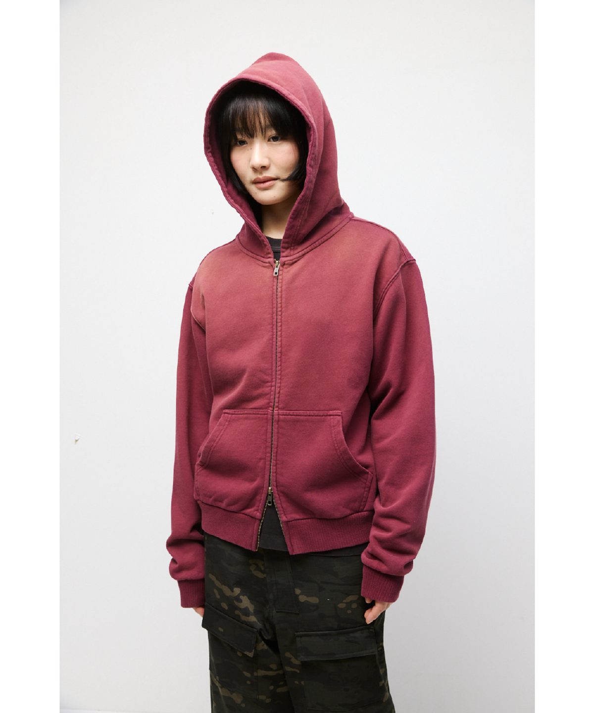 해칭룸(HATCHINGROOM) VTG Hoodie Bleached Dark Red