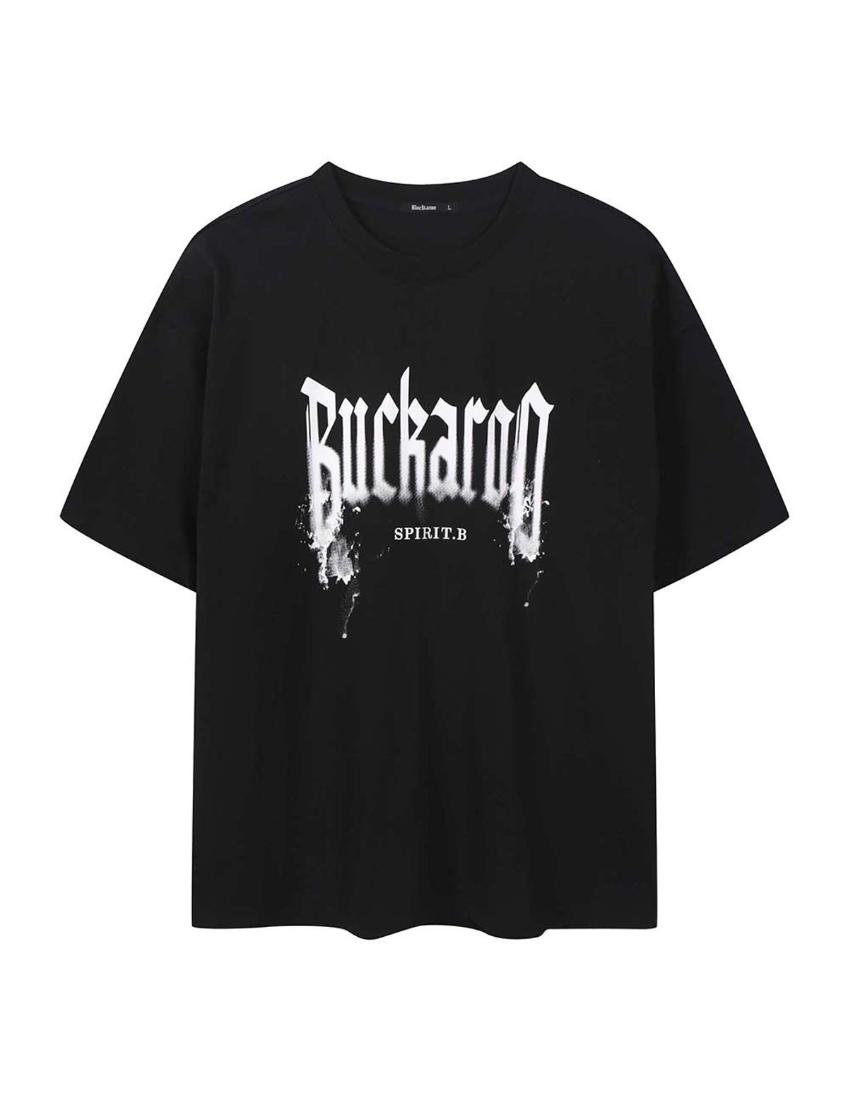 버커루(BUCKAROO) 스플래시 로고 오버핏 반팔 티셔츠 블랙