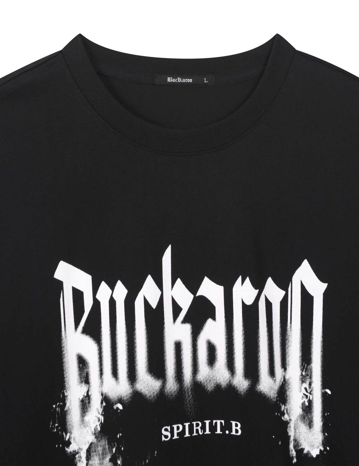 버커루(BUCKAROO) 스플래시 로고 오버핏 반팔 티셔츠 블랙