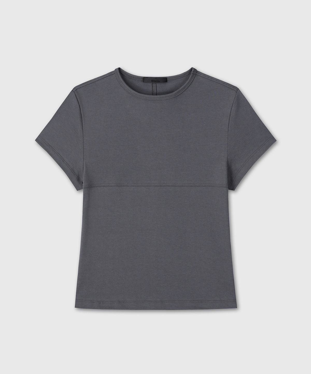다이브인 우먼(DIVEIN WOMEN) SLIM FIT SEMI CROP T-SHIRTS (CHARCOAL)