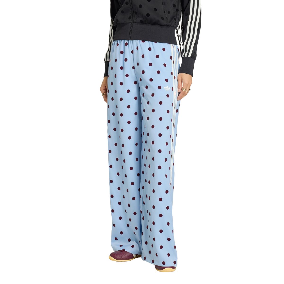아디다스(ADIDAS) 새틴 폴카 닷 와이드 레그 팬츠 - 클리어스카이 / KV1170